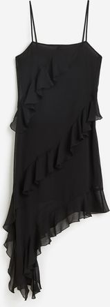 H&M Asymmetrisches Kleid mit Volants - Schwarz