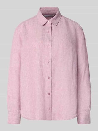 Sams&oslash;e & Sams&oslash;e Regular Fit Leinenbluse mit Knopfleiste in Rosa Melange, Gr&ouml;&szlig;e XS