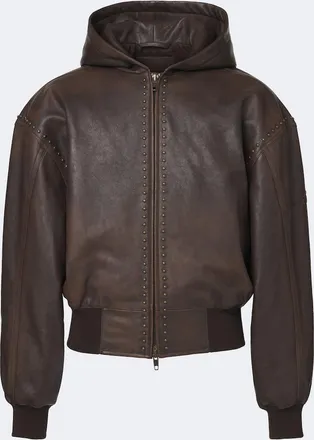 Balenciaga Studded hooded leather jacket