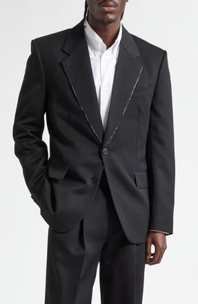 Givenchy Raw Edge Lapel Wool Sport Coat in Black at Nordstrom, Size 38 Us