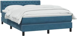 vidaXL Cama Box Spring Con Colch&oacute;n Terciopelo Azul Oscuro 140x210 Cm Vidaxl