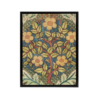 Artery8 Rose Wreath Embroidery Pattern Framed Canvas Wall Art Print Morris | Size: W24 x H32
