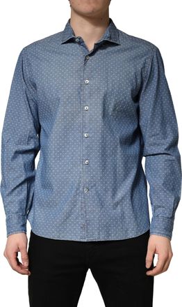Domenico Tagliente Blue Long Sleeve Collared Casual Mens Shirt (Pre-Owned)