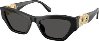 Swarovski Sk 6076U Cat Eye Zonnebril - Dames - Zonnebrillen - Zwart - 53 MM - Accessoires