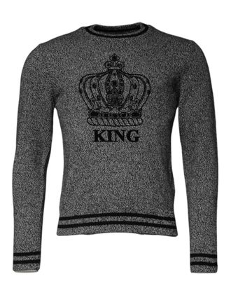 Dolce & Gabbana Mens Crown King Cashmere Sweater Gray