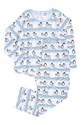 Leveret Womens Cotton Matching Family Holiday Pajamas, Reindeer & Moose Prints in Penguin at Nordstrom, Size 5X-Large