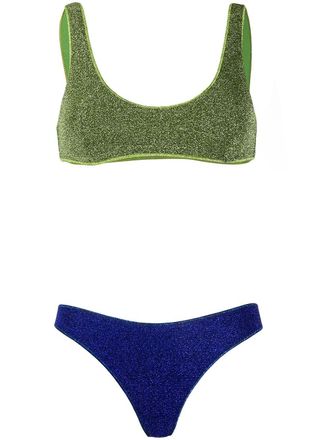 Os&eacute;ree shimmer mix and match bikini set - women - Nylon/Polyester/Spandex/Elastane - M - Green