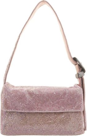 Benedetta Bruzziches Kristal Metalen Mesh Schoudertas - Dames - Schoudertassen - Roze - ONE Size - Satijn - Tassen