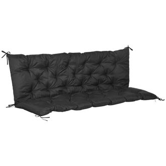 OUTSUNNY 3 Seater Garden Bench Cushion Outdoor Seat Pad with Ties Black | TJ Hughes