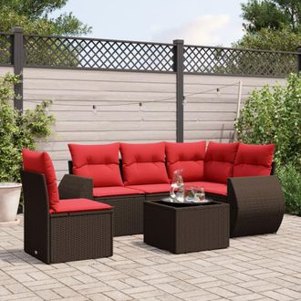vidaXL Vidaxl Set Divani Da Giardino 6 Pz Con Cuscini Marrone In