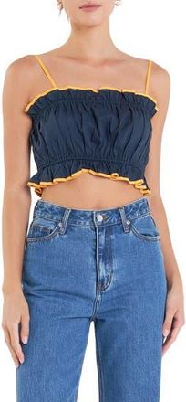English Factory Colorblock Cotton Crop Camisole in Navy at Nordstrom Rack, Size X-Small