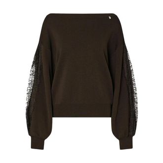 Liu Jo Maglia Chiusa M/L con Pizzo - Dames - Truien - Bruin - Maat: L Viscose