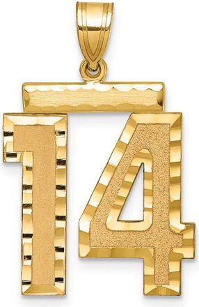 Diamond2Deal 14k Yellow Gold Large Brushed Diamond-cut Number Charm Pendant