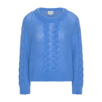 Americandreams Louisa Kabel Gebreide Pullover - Dames - Ronde hals truien - Blauw - M - Wol - Truien & Vesten