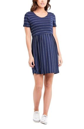 Ripe Crop Top Nursing Dress in Indigo /White at Nordstrom, Size X-Small Au