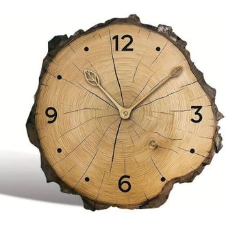 OEM Reloj De Madera De 1 Pieza, Dise&ntilde;o Vintage Con Vetas De Madera Sint&eacute;ticas, Movimiento De Cuarzo Silencioso De Madera Con Corte Irregular, Ideal Para D