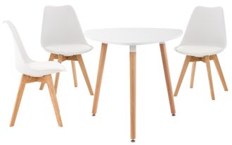 Clp Set De Mesa Y 3 Sillas Libanera Para El Comedor Blanco