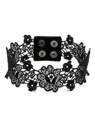 Manokhi Choker met bloemenkant - Zwart