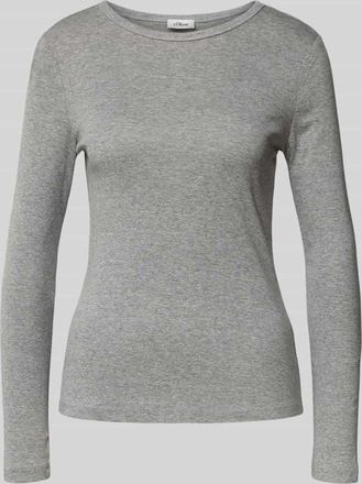 s.Oliver Red Label Shaped Fit Langarmshirt aus Baumwoll-Viskose-Mix in Hellgrau Melange, Größe 34