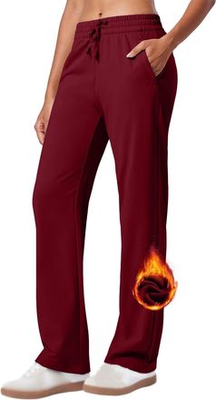 Generic Womens Sweatpants Fleece Lined Trousers Elastic Waist Lounge Sport Pants with Pockets Thermal Tracksuit Bottoms Pull On Baggy Jogging Yoga Pants Casua