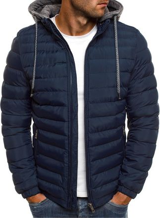 Generic Mens Puffer Jacket Water Resistant Hooded Insulated Quilted Jackets Winter Lightweight Cotton Padded Coat For Cold Weather With Pockets Drawstring Nav