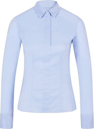 HUGO BOSS Womens Slim Fit Long Cuff Sleeve Blouse in Pastel Blue - Size 8 UK