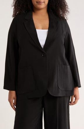 Max Studio Oversize Brushed Twill Blazer in Black at Nordstrom Rack, Size 2X