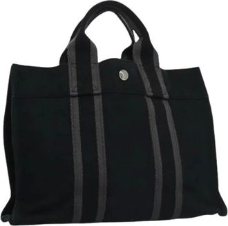 Herm&egrave;s Pre-owned Tote Bags, female, Black, Size: ONE SIZE Pre-owned Vintage Canvas Tote Bag