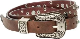 Golden Goose Brown Studded Buckle Belt