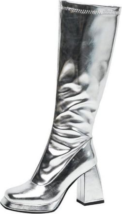 Generic Womens Knee-High Boots, Shiny Tall Boots with Block Heel And Square Head Dress Boots Fashionable Party And Stage Boots in Gold Or Silver for Outdoor P