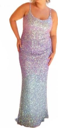Primavera Long Sequin Prom Dress - Plus In Crystal Blue