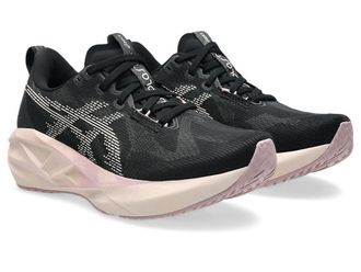Asics Womens Novablast 5 Shoe In Black/pearl Pink