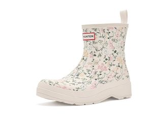 Hunter Play Shrt Scp Bt Womens Rain Boots Ivory Floral : 11 M