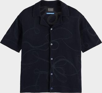 Scotch & Soda Men & apos;s Jacquard Knit Short-Sleeve Shirt