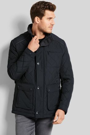 Bugatti Kurzjacke BUGATTI, Herren, Gr. 52, schwarz, 100% Polyester, unifarben, regular fit, Manschette, Jacken Kurzjacke, im Rautenstepp