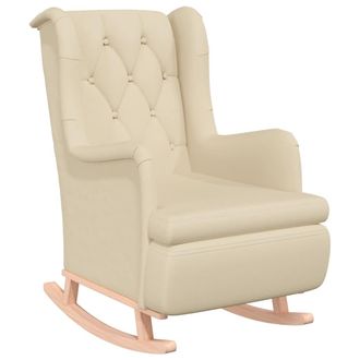 vidaXL Vidaxl - Sill&oacute;n Con Patas Mecedoras Madera Maciza Caucho Y Tela Crema