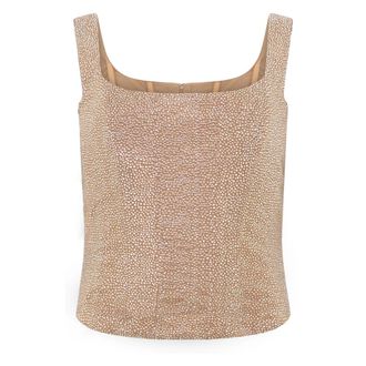 Giuseppe Di Morabito Sleeveless Tops, female, Beige, Size: M Crystal-embellished Sleeveless Top