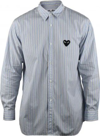 Comme Des Gar&ccedil;ons Striped Button Down Shirt - Heren - Casual Overhemden - Blauw - XL - Katoen - Overhemden