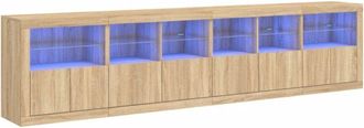 vidaXL Sideboard with led Lights Sonoma Oak 283x37x67 cm Vidaxl