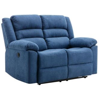 Vente-Unique Divano 2 posti relax elettrico in Tessuto Blu - BUROLO