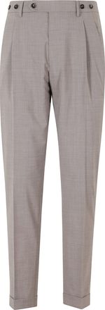 Berwich Greige Barber Long Darts Turn-Up Wool-Blend Trousers