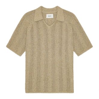Nn.07 Polo Shirts, male, Beige, Size: XL Cale Polo Textured Pointelle Polo