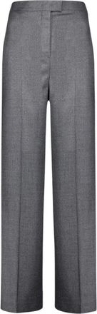 Fendi Grijze Wol Palazzo Broek - Dames - Straight fit broeken - Grijs - L - Wol - Broeken