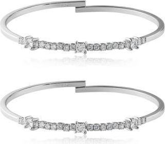 Kenneth Jay Lane 2-Pack Square Cut CZ Flex Wrap Bracelet in Clear Silver at Nordstrom Rack