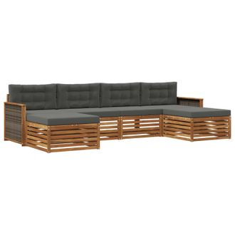vidaXL Juegos De Sof&aacute;s Con Coj&iacute;n 6 Pcs Madera De Acacia S&oacute;lida Vidaxl