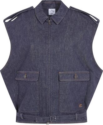 Courr&egrave;ges Mouwloze Denim Bomber Jack - Dames - Bodywarmers - Blauw - S - Denim - Jassen