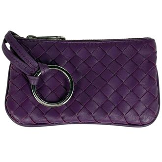 Bottega Veneta Purple Leather Coin Purse/Coin Case (Pre-Owned)
