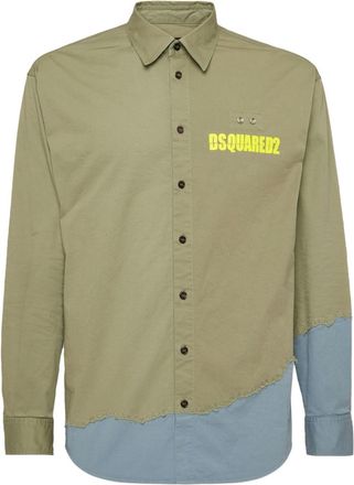 Dsquared2 logo-print colour-block shirt - men - Fabric - 50 - Green