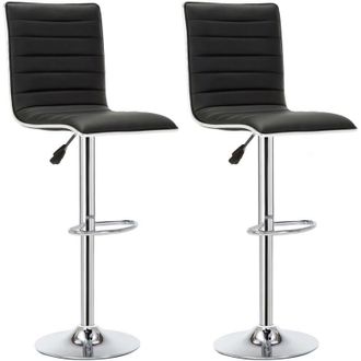 IntimaTe WM Heart IntimaTe WM Heart Adjustable Swivel Bar Stools Set of 2, Modern Faux Leather Kitchen Chairs with High Backrest, Gas Lift and Footrest (Black)