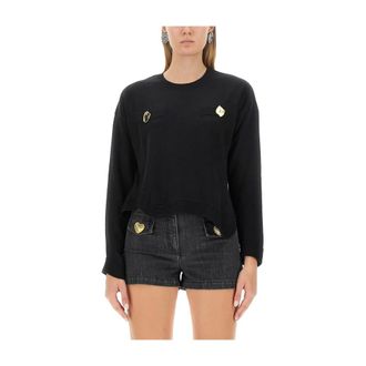 Moschino Wool Jersey - female - Moschino - Round-neck Knitwear - Black - S - Knitwear